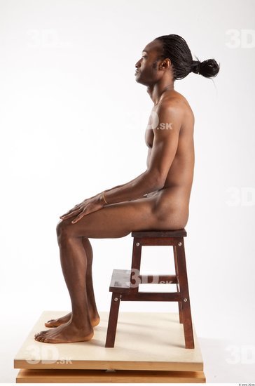 Whole Body Man Artistic poses Animation references Black Nude Casual Athletic Studio photo references