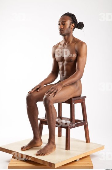 Whole Body Man Artistic poses Animation references Black Nude Casual Athletic Studio photo references