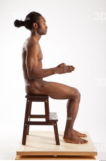 Whole Body Man Artistic poses Animation references Black Nude Casual Athletic Studio photo references