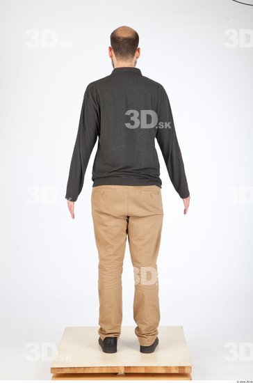 Whole Body Back Animation references Casual Slim Bearded Studio photo references