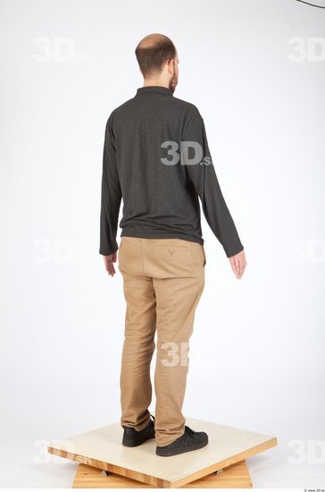 Whole Body Back Animation references Casual Slim Bearded Studio photo references