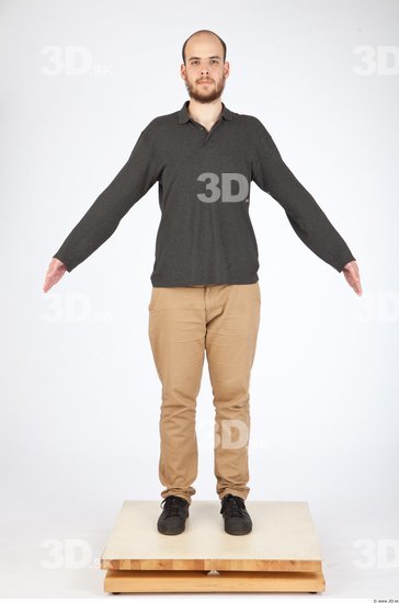 Whole Body Back Animation references Casual Slim Bearded Studio photo references