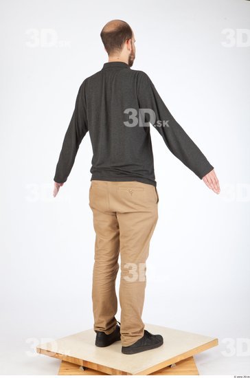 Whole Body Back Animation references Casual Slim Bearded Studio photo references