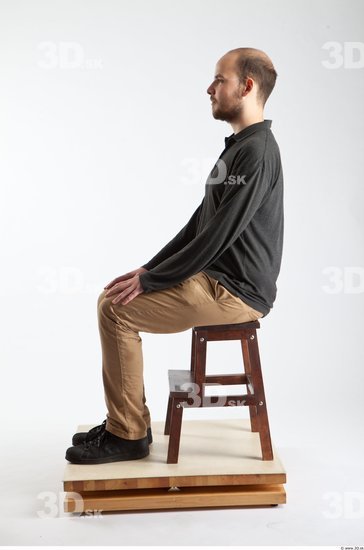 Whole Body Man Artistic poses White Casual Slim Bearded