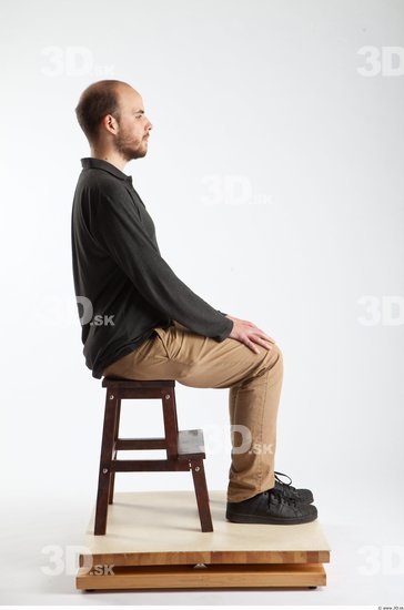 Whole Body Man Artistic poses White Casual Slim Bearded