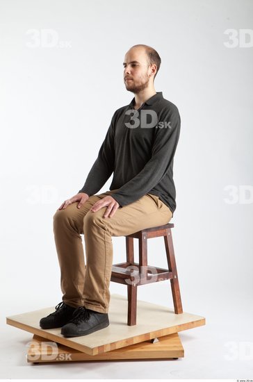 Whole Body Man Artistic poses White Casual Slim Bearded