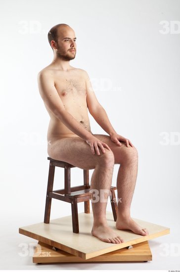 Whole Body Man Artistic poses White Nude Slim Bearded