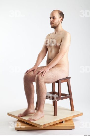 Whole Body Man Artistic poses White Nude Slim Bearded