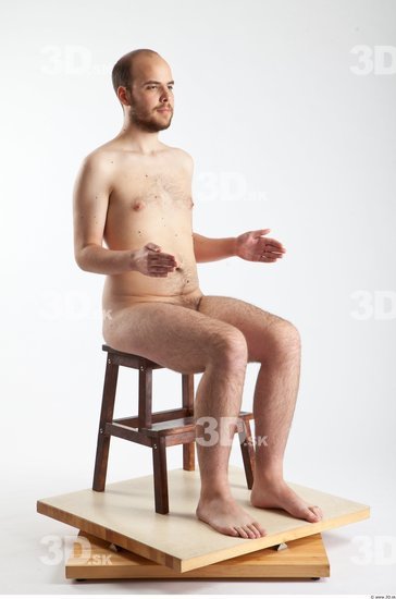 Whole Body Man Artistic poses White Nude Slim Bearded