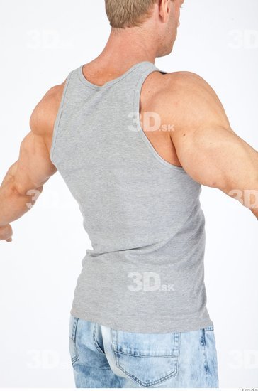 Upper Body Man White Casual Singlet Muscular