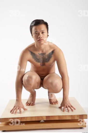 Whole Body Man Animation references Asian Tattoo Nude Casual Slim Studio photo references