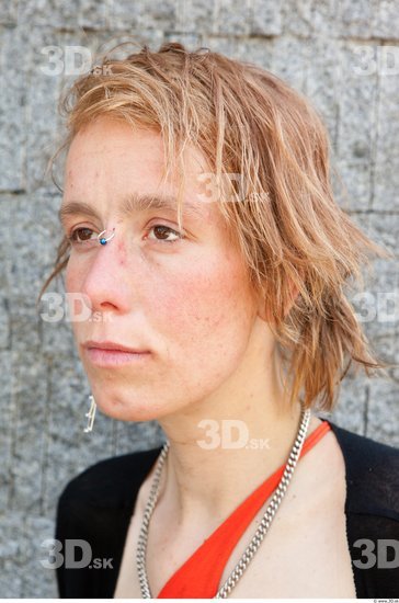 Head Woman White Piercing Casual Average