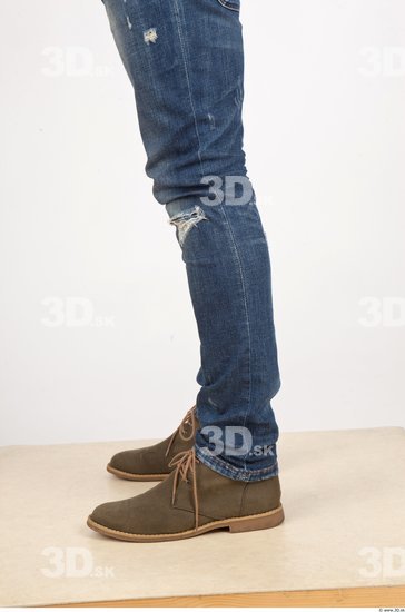 Calf Man Casual Jeans Slim Studio photo references