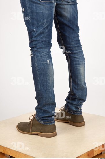 Calf Man Casual Jeans Slim Studio photo references