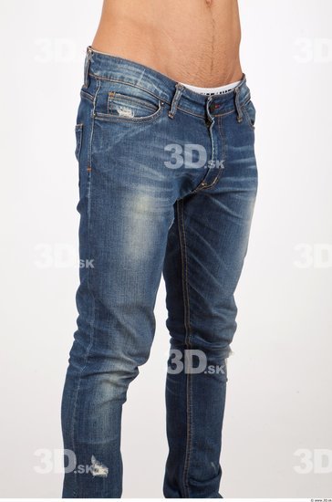 Thigh Man Casual Jeans Slim Studio photo references