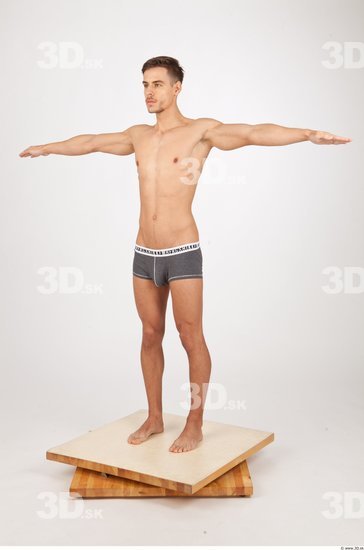 Whole Body Man T poses Underwear Shorts Slim Studio photo references