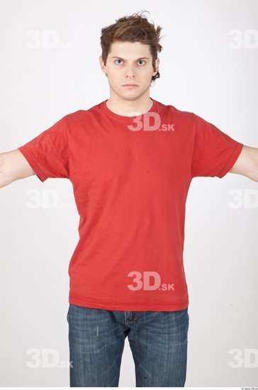 Upper Body Man Casual Shirt T shirt Studio photo references