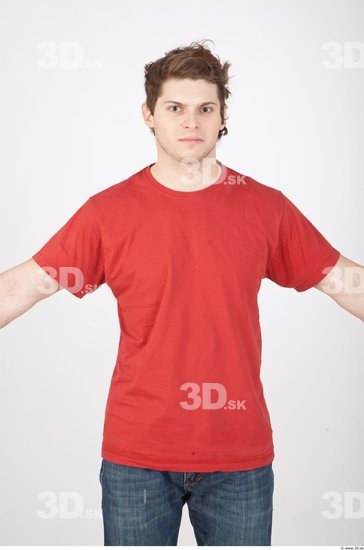 Upper Body Man Casual Shirt T shirt Studio photo references