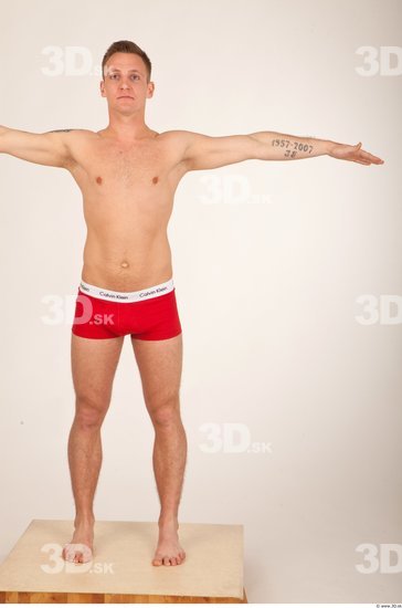 Whole Body Man T poses Underwear Shorts Athletic Studio photo references