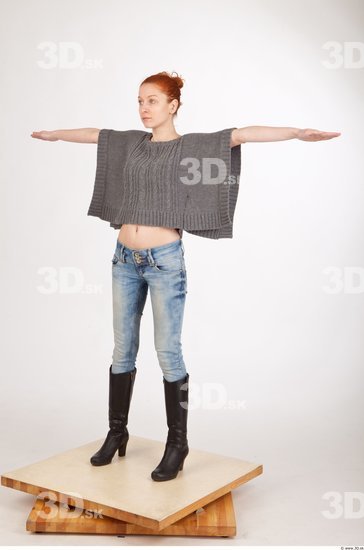 Whole Body Woman T poses Casual Slim Studio photo references