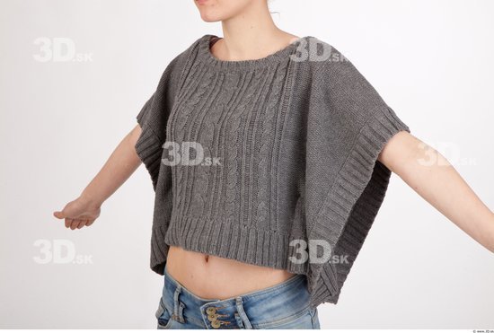 Upper Body Woman Casual Sweater Slim Studio photo references