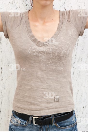 Upper Body Woman White Casual T shirt Average