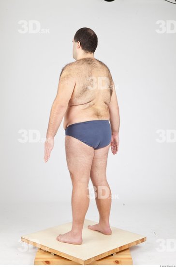 Whole Body Man White Underwear Overweight Studio photo references