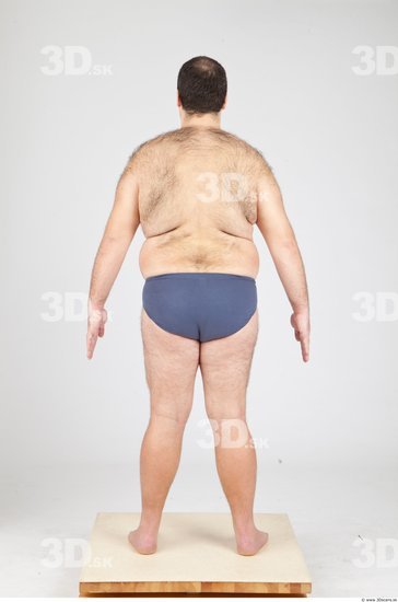 Whole Body Man White Underwear Overweight Studio photo references