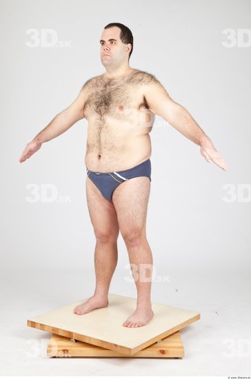 Whole Body Man White Underwear Overweight Studio photo references