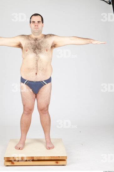 Whole Body Man White Underwear Overweight Studio photo references