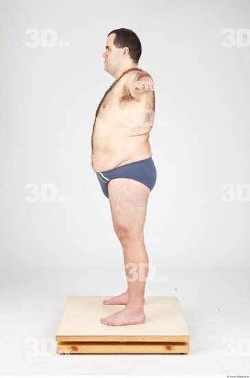 Whole Body Man White Underwear Overweight Studio photo references