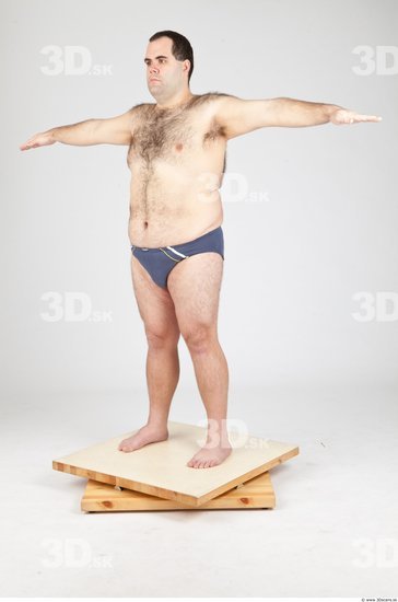 Whole Body Man White Underwear Overweight Studio photo references