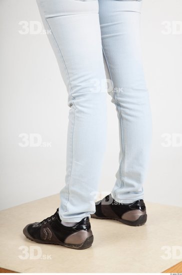 Calf Woman Casual Jeans Slim Studio photo references