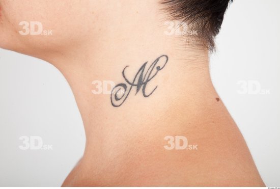 Neck Woman Tattoo Nude Slim Studio photo references