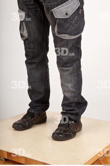 Calf Man Casual Jeans Average Wrinkles Studio photo references