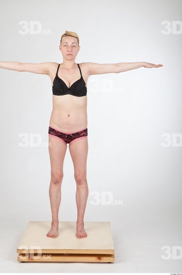 Whole Body Woman T poses Underwear Slim Studio photo references