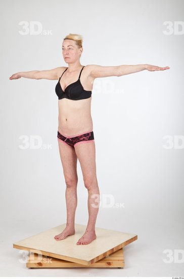 Whole Body Woman T poses Underwear Slim Studio photo references