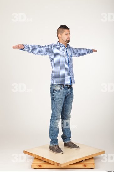 Whole Body Man T poses Casual Athletic Bearded Studio photo references