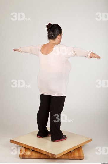 Whole Body Back Woman Animation references T poses Casual Overweight Studio photo references
