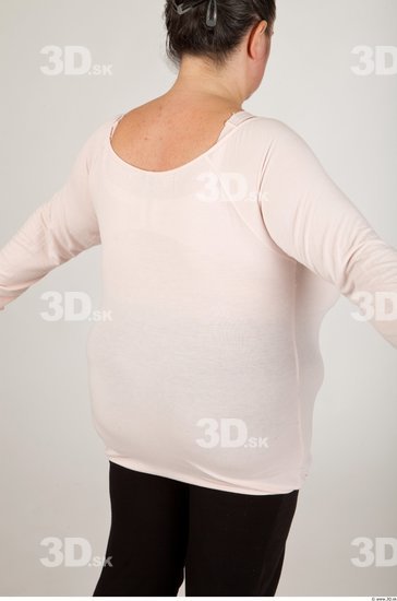 Upper Body Back Woman Casual Shirt T shirt Overweight Studio photo references