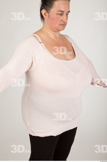 Upper Body Back Woman Casual Shirt T shirt Overweight Studio photo references