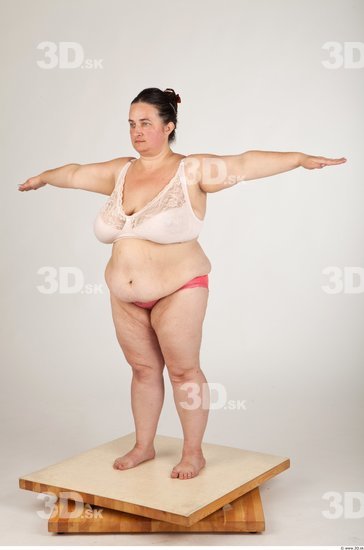 Whole Body Back Woman T poses Underwear Muscular Overweight Studio photo references