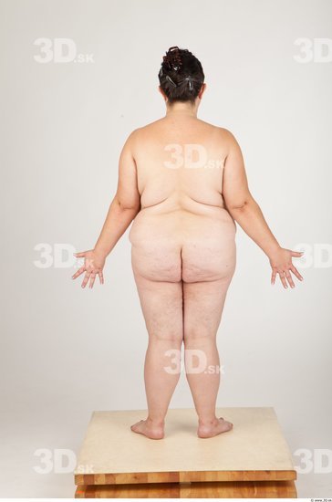 Whole Body Back Woman Nude Overweight Studio photo references