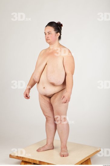 Whole Body Back Woman Nude Overweight Studio photo references