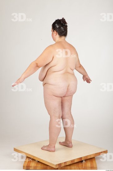 Whole Body Back Woman Nude Overweight Studio photo references