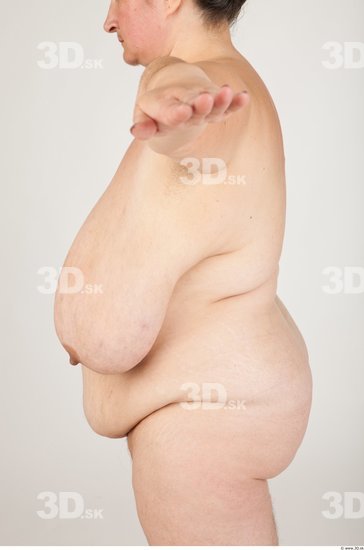 Upper Body Back Woman Nude Overweight Studio photo references