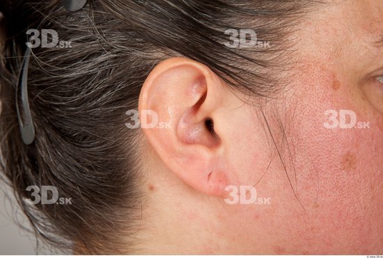 Ear Back Woman Overweight Studio photo references