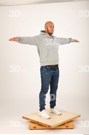 Whole Body Man Animation references T poses Casual Bald Studio photo references