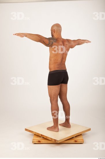 Whole Body Man Animation references T poses Underwear Shorts Bald Studio photo references