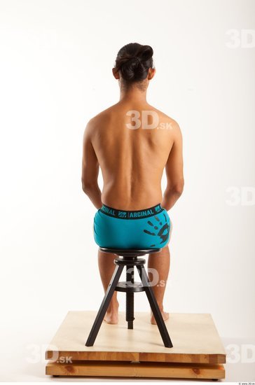 Man Asian Underwear Shorts Average Sitting Bearded Studio photo references